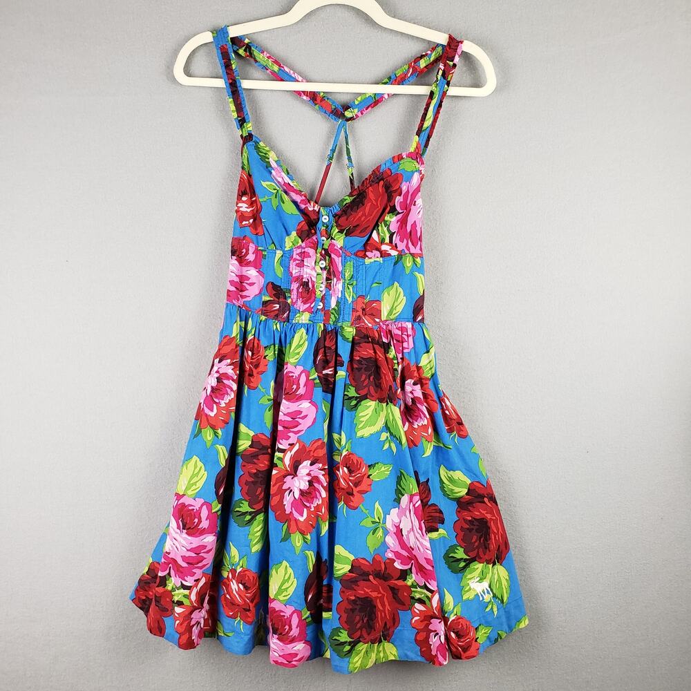 Abercrombie & Fitch Size S Fit & Flare Sundress Rosette Floral Print Y2K Pinup